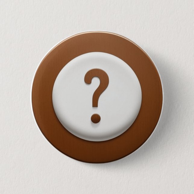Badge Rond 5 Cm Point de question Brown avec Arrière - plan circul (Devant)