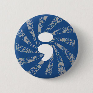 Badge Rond 5 Cm Point-virgule sur les rayons grunges