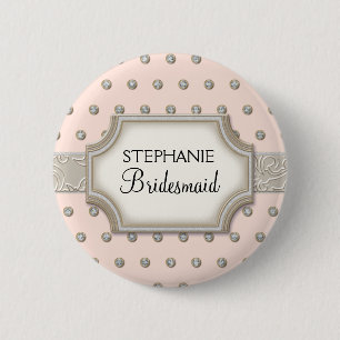 Badge Rond 5 Cm Pointes de bijoux Art Déco Champagne Frame Argent