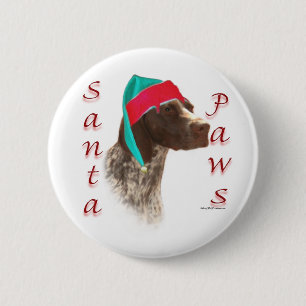Badge Rond 5 Cm Pointeur court allemand Père Noël Paws