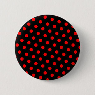 Badge Rond 5 Cm Points noirs et rouges