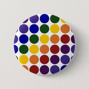 Badge Rond 5 Cm Pois arc-en-ciel en blanc