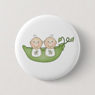 Badge Rond 5 Cm Pois jumeaux dans une cosse
