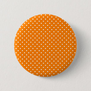 Badge Rond 5 Cm Pois orange et blanc