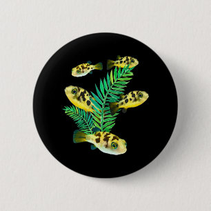Badge Rond 5 Cm Pois Puffés Aquarium Poisson Nain Puffer Poisson C