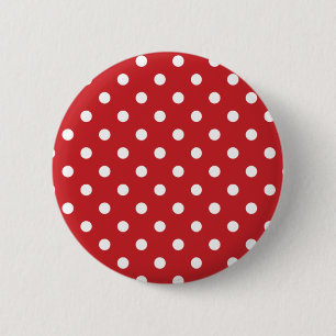 Badge Rond 5 Cm Pois rouge et blanc