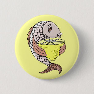 Badge Rond 5 Cm Poisson Au Citron