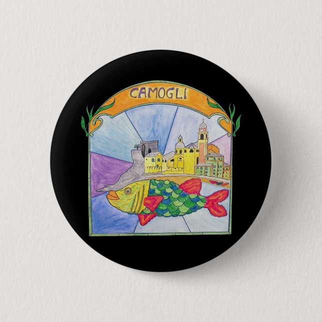 Badge Rond 5 Cm Poisson Camogli (Devant)