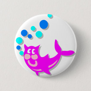 Badge Rond 5 Cm Poisson-chat