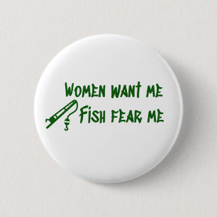 Badge Rond 5 Cm Poisson Craignez-Moi, Pêcheur