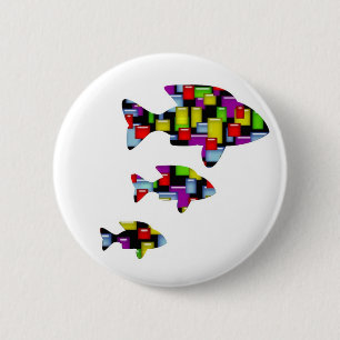 Badge Rond 5 Cm poisson de mosaïque