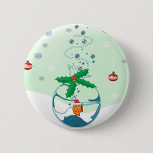 Badge Rond 5 Cm Poisson de Noël