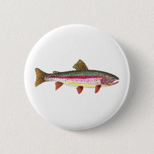 Badge Rond 5 Cm Poisson de truite arc-en-ciel