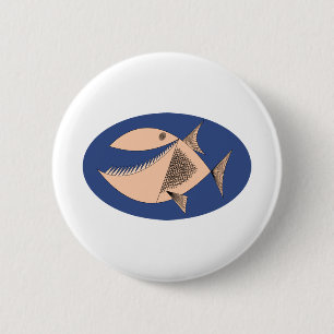 Badge Rond 5 Cm Poisson Piranha