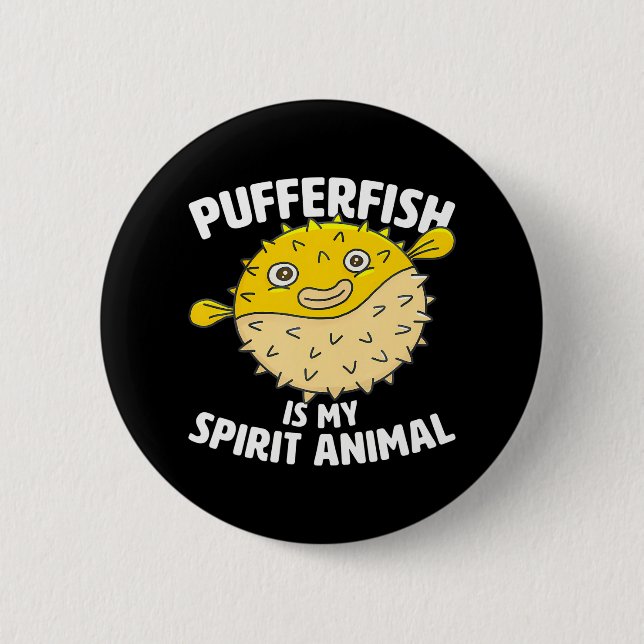 Badge Rond 5 Cm Poisson-Pufferfish Mon Esprit Animal Puffer Fish P (Devant)