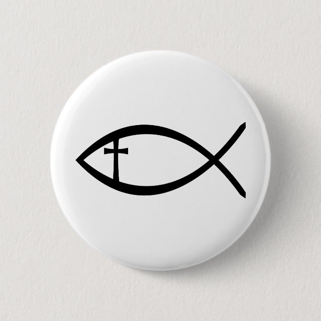 Badge Rond 5 Cm Poissons de chrétien d'Ichthus (Devant)