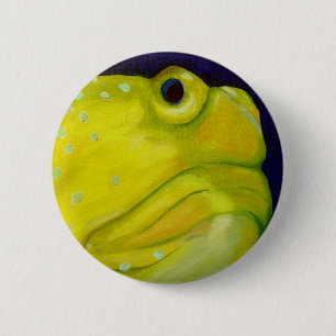 Badge Rond 5 Cm Poissons jaunes de Goby de gardien
