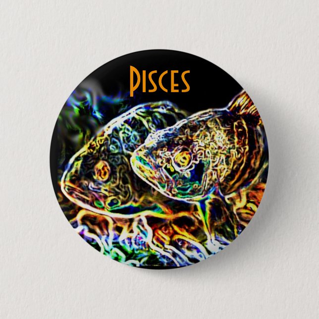 Badge Rond 5 Cm Poissons - les poissons jumeaux du zodiaque par (Devant)