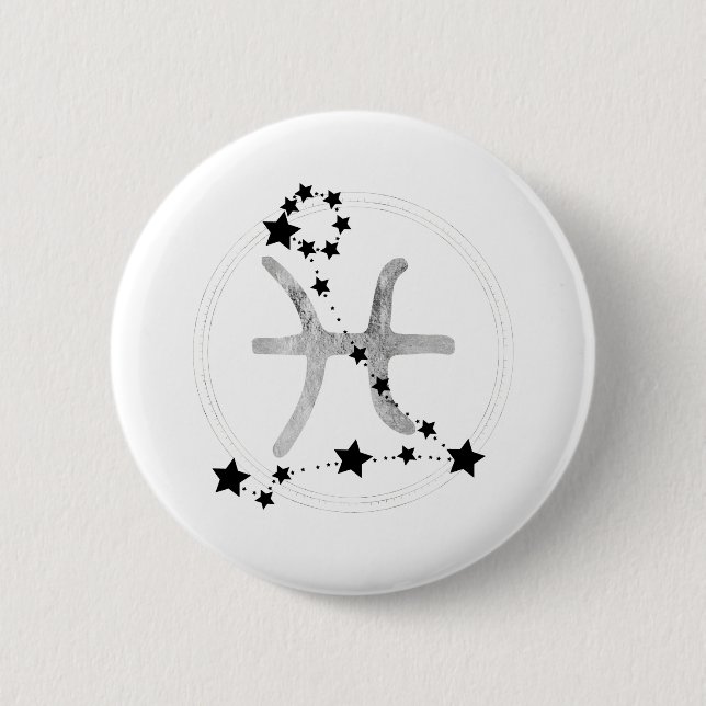 Badge Rond 5 Cm Poissons noir et argent étoiles de constellation d (Devant)