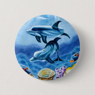 Badge Rond 5 Cm Poissons tropicaux de dauphins