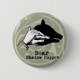 Badge Rond 5 Cm Poitrine de l'ours Marionnette main Vintage