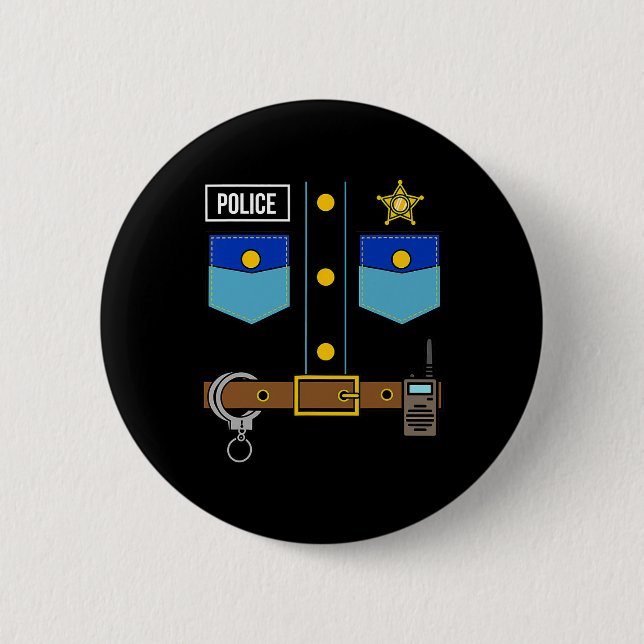 Badge Rond 5 Cm Police Costume uniforme Cool Easy Halloween Police (Devant)
