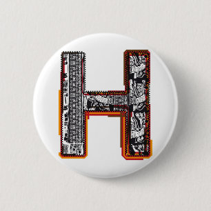 Badge Rond 5 Cm Police du ` s d'Inca, lettre H