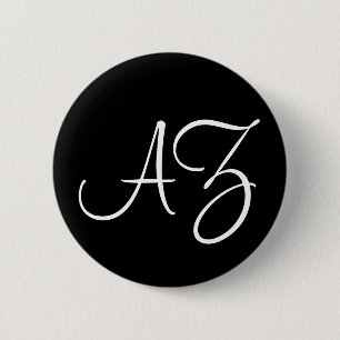 Badge Rond 5 Cm Police fantaisie : Noir et blanc