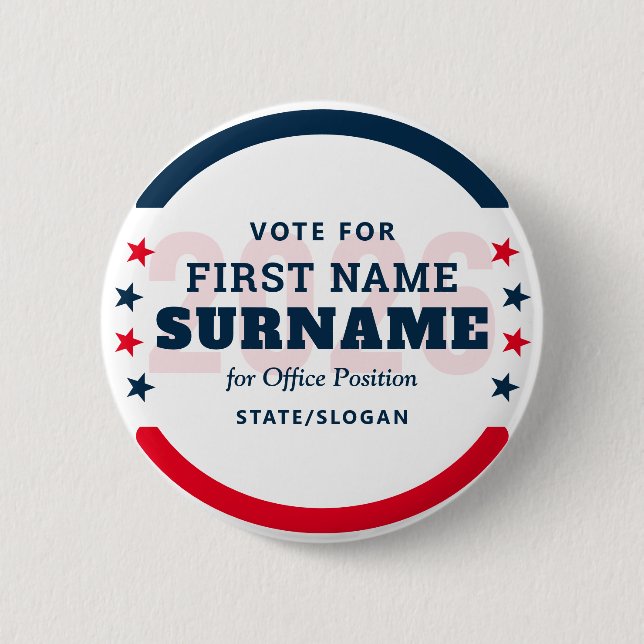 Badge Rond 5 Cm Political Election Custom Campaign Candidate Name (Devant)