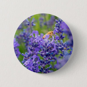 Badge Rond 5 Cm Pollinateur Sauvez Les Abeilles Lavande Fleurs Her