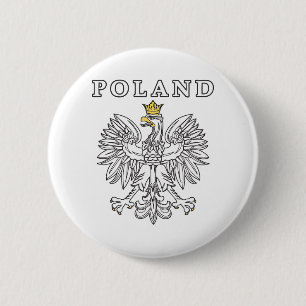 Badge Rond 5 Cm Pologne avec aigle polonais