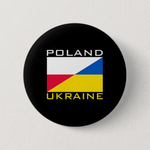 Badge Rond 5 Cm Pologne Ukraine Drapeau Soutien Amitié Voisin 