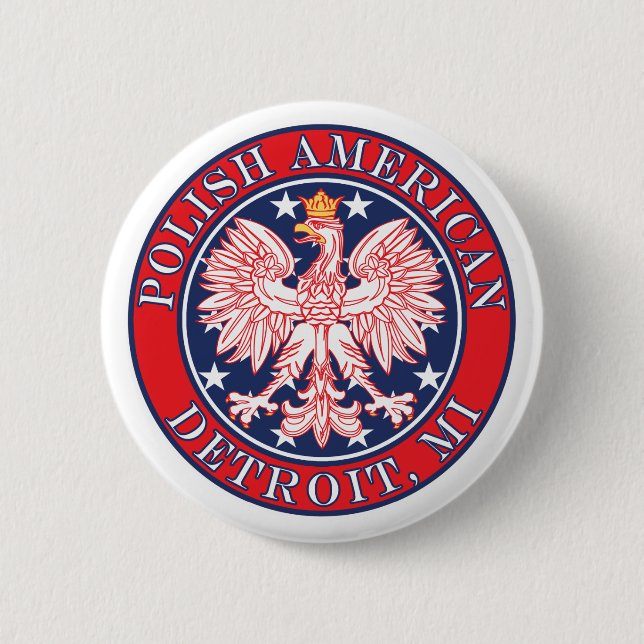 Badge Rond 5 Cm Polonais de Detroit Michigan (Devant)