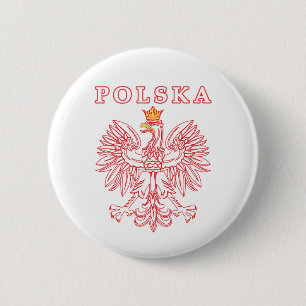 Badge Rond 5 Cm Polska Avec Aigle Rouge Polonais