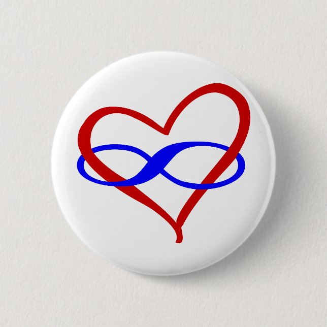 Badge Rond 5 Cm Poly infini de coeur (Devant)