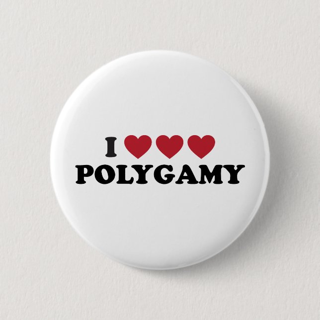 Badge Rond 5 Cm Polygamie drôle de coeur d'I (Devant)