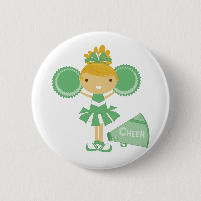 Badge Rond 5 Cm Pom-pom girl en vert (Devant)