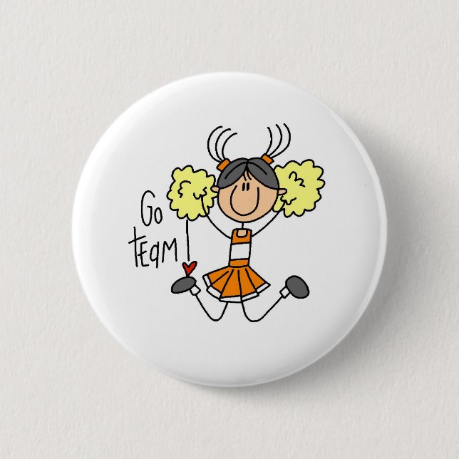 Badge Rond 5 Cm Pom-pom girl orange (Devant)