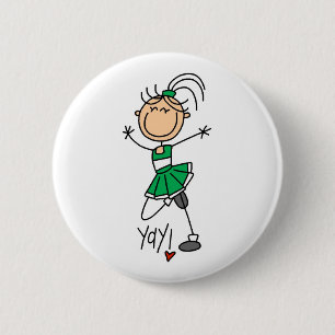 Badge Rond 5 Cm Pom-pom girl verte