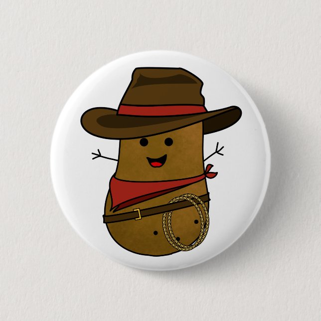 Badge Rond 5 Cm Pomme de terre cowboy (Devant)