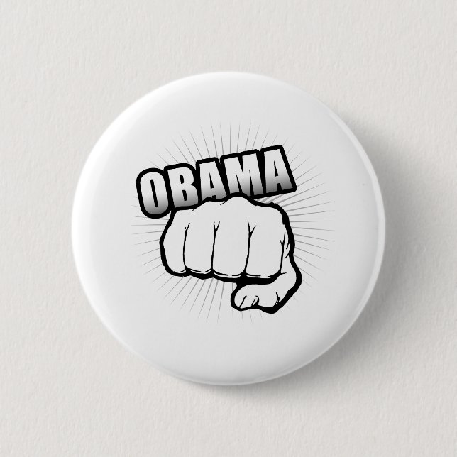 BADGE ROND 5 CM POMPE DE POING D'OBAMA (Devant)