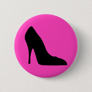 Badge Rond 5 Cm Pompes noires et roses