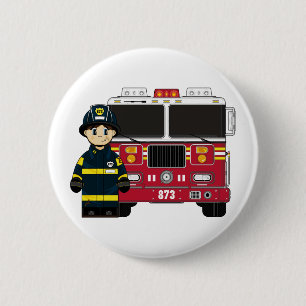 Badge Rond 5 Cm Pompier avec insigne moteur