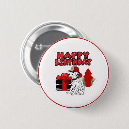 Badge Rond 5 Cm Pompier Chien Dalmatien Hydrant d'incendie Anniver