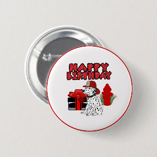 Badge Rond 5 Cm Pompier Chien Dalmatien Hydrant d'incendie Anniver