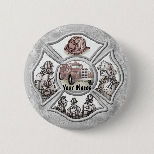 Badge Rond 5 Cm Pompier croisé maltais