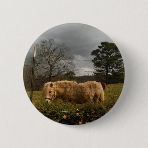 Badge Rond 5 Cm Poney miniature blond / Cheval