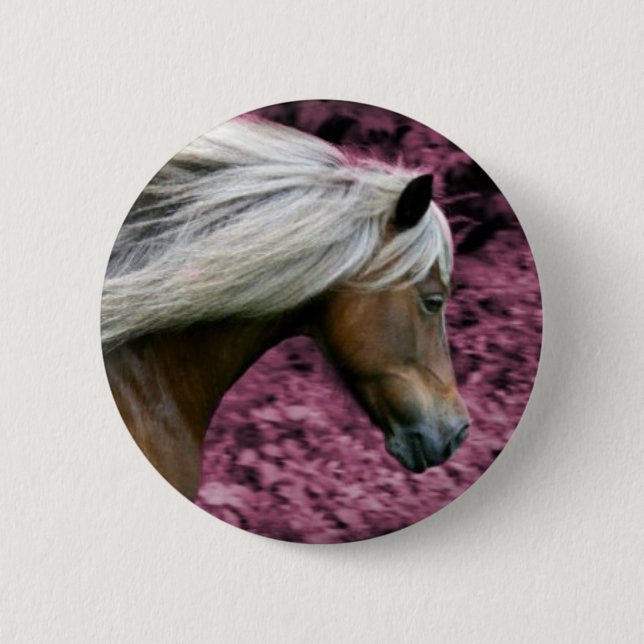 Badge Rond 5 Cm Poney rose 2 (Devant)