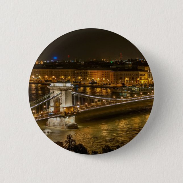 Badge Rond 5 Cm Pont à chaînes de Budapest (Devant)