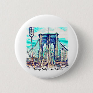 Badge Rond 5 Cm Pont de Brooklyn